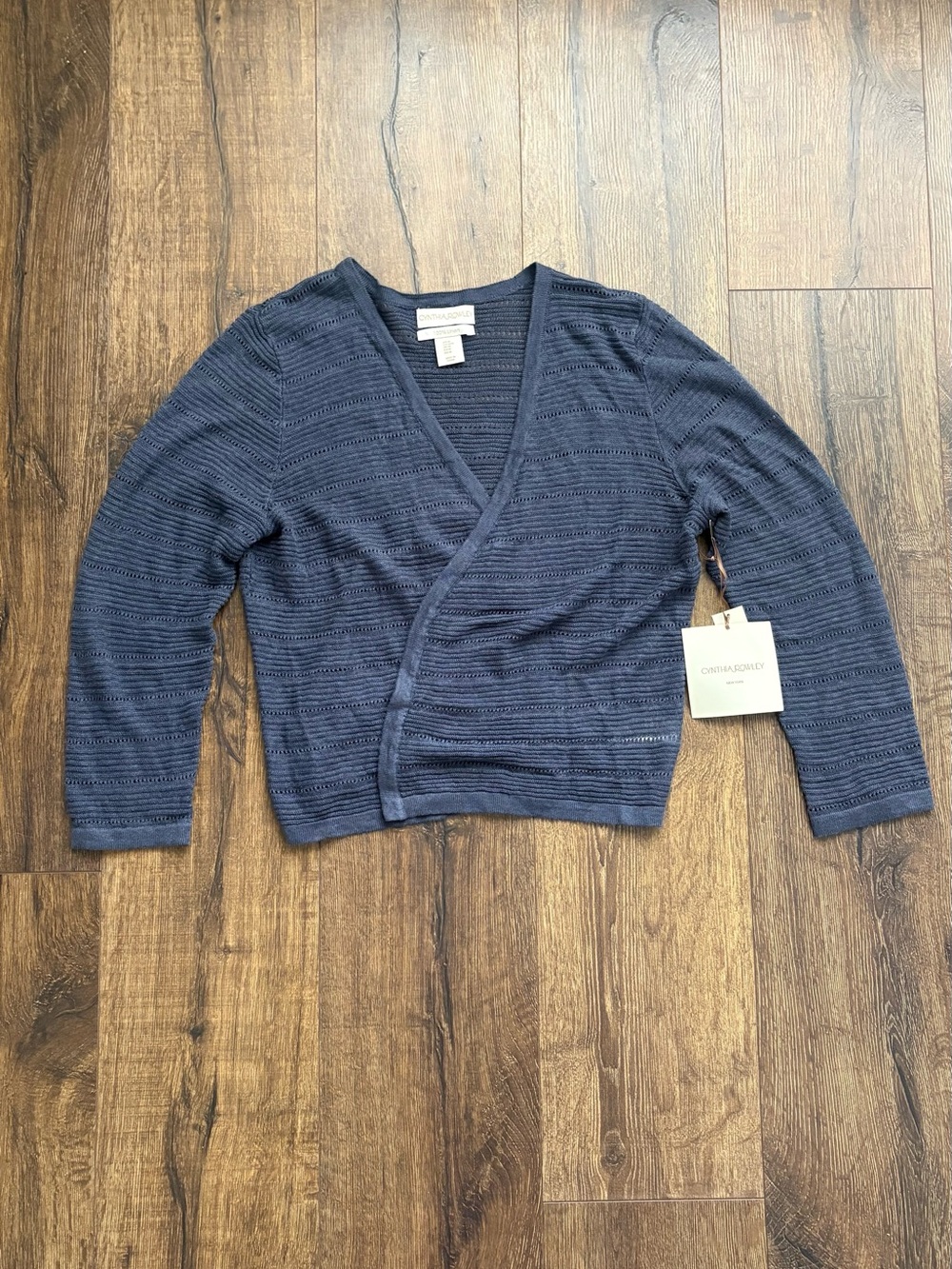 Cynthia Rowley Linen Open Cardigan, M Navy NWT